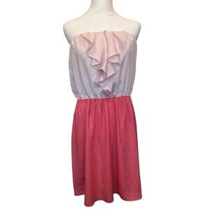 Express Size 12 Two-Tone Pink Ruffled Strapless Dress